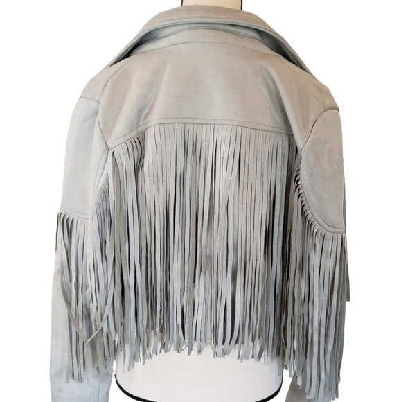 Vici Walford Fringe Faux Suede Crop Jacket - Picture 5 of 8